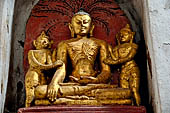Ananda temple Bagan, Myanmar. Images of the life historical Buddha from birth to death of the circumambulatory corridors. 